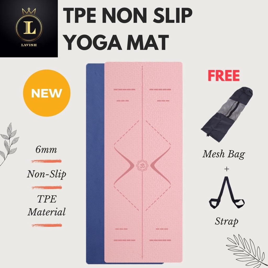 TPE Yoga Mat Eco Friendly Premium Quality Double Layer Double Colour 6MM/8MM Thick Foam Roller [Ready Stock]
