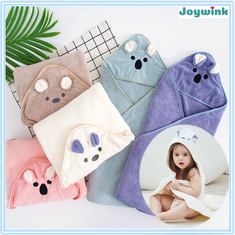 [SG Stock] Baby Hooded Coral Fleece Bath Towel Newborn Bath Towel Kids Hooded Shower Towel