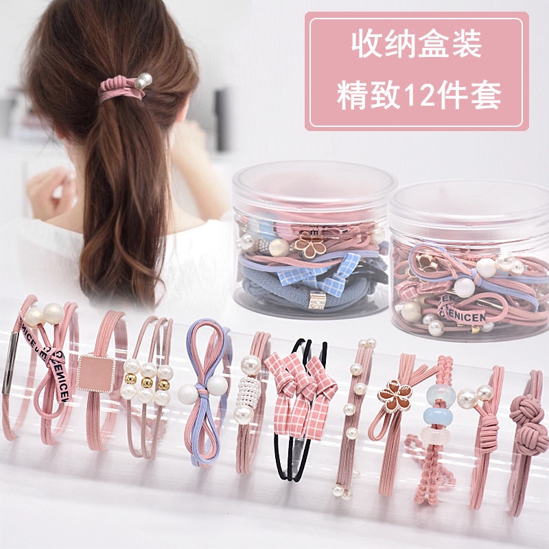 12Pcs / Set Hair Tie Simple Korean Style Rubber Band Female Tie Hair Rope Tied Head