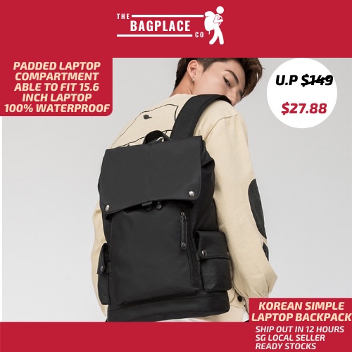 "SG SELLER" TheBagPlace New Korean Simple Backpack Laptop Bag Nylon Oxford Fabric 100% Waterproof "Fast Free Shipping"