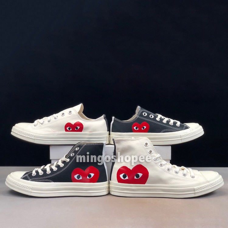 High Quality! Red Heart PLAY Logo Canvas Shoes CDG