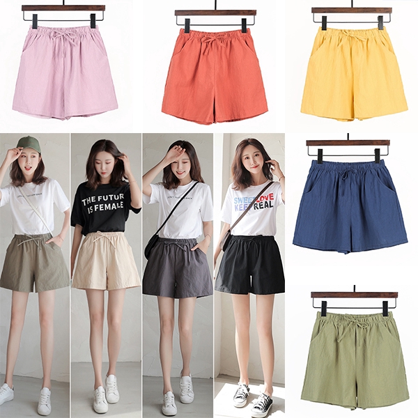 Women Cotton And Linen Shorts Summer New Loose Sports Casual High Waist Plus Size A Word Linen Wide Leg