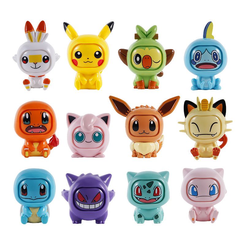 【SG stock】Pokemon face-changing toy Pokeball Pikachu Eevee Charmander Bulbasaur Mew Action Figure