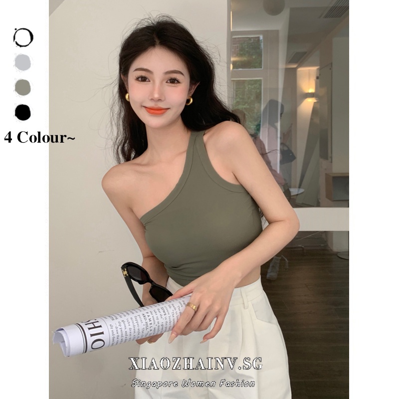Xiaozhainv Korean sexy one-shoulder slim camisole women clothes All Match bottoming Tank crop top