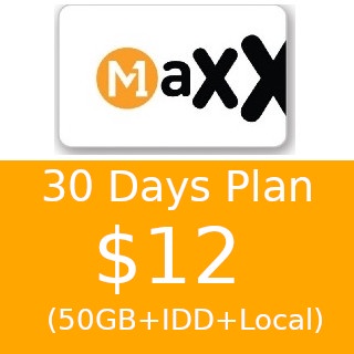 M1 Maxx $12 50GB 30 Days Plan Top Up / Recharge / Renewal