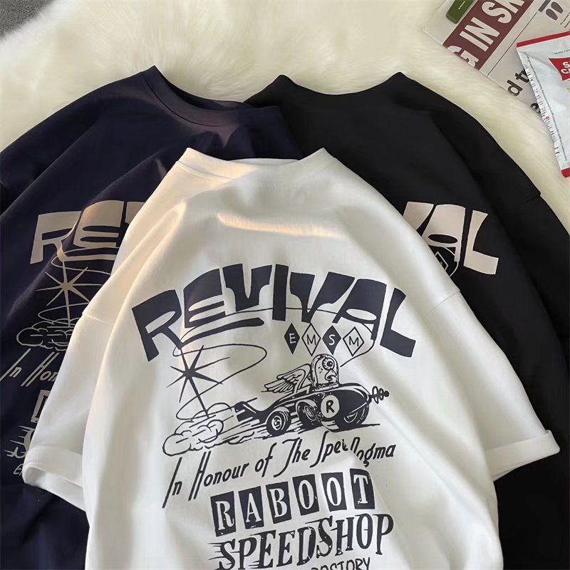 Street Style Oversized Shirt Casual  Short Sleeved Tshirt For Men Women Fashion Unisex Graphic Tees Loose Korean Tops