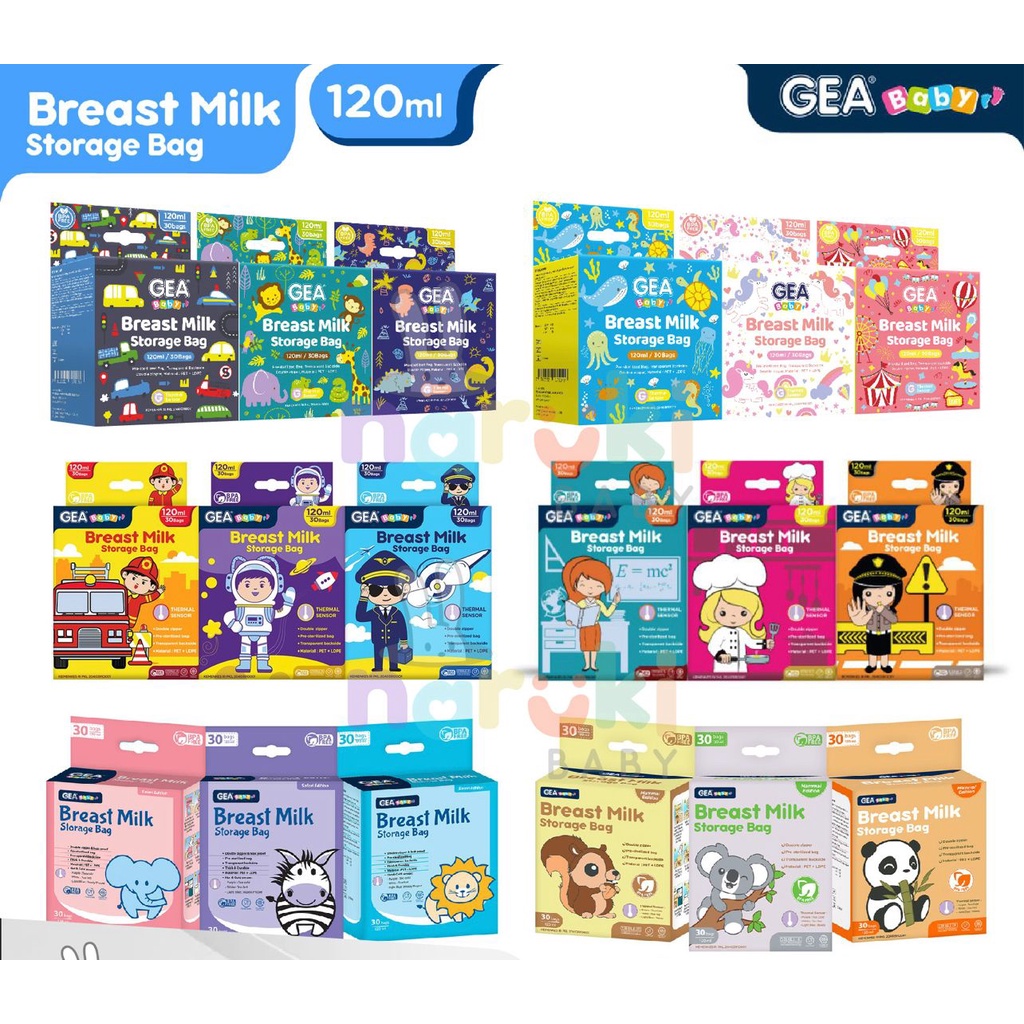 [Ready in SG] GEA BABY Breast Milk Storage Bags with Heat Sensor 120ml