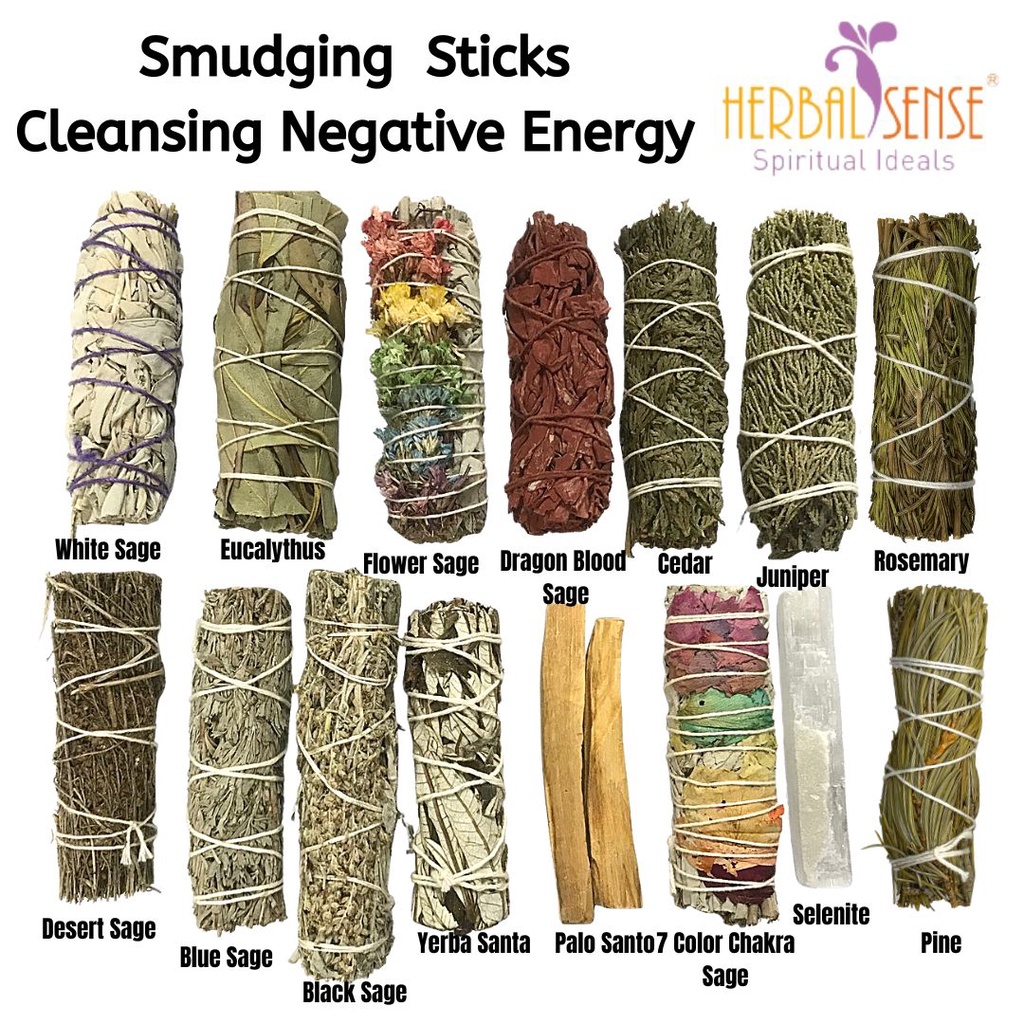 Smudging  White Sage, Blue Sage, Palo Santo, Black Sage, Purifying Negative Energy