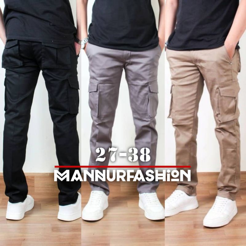 PRIA Men's Long CARGO Pants Size 27-38 PREMIUM QUALITY SLIMFIT COWO SKINNY Boys Plain