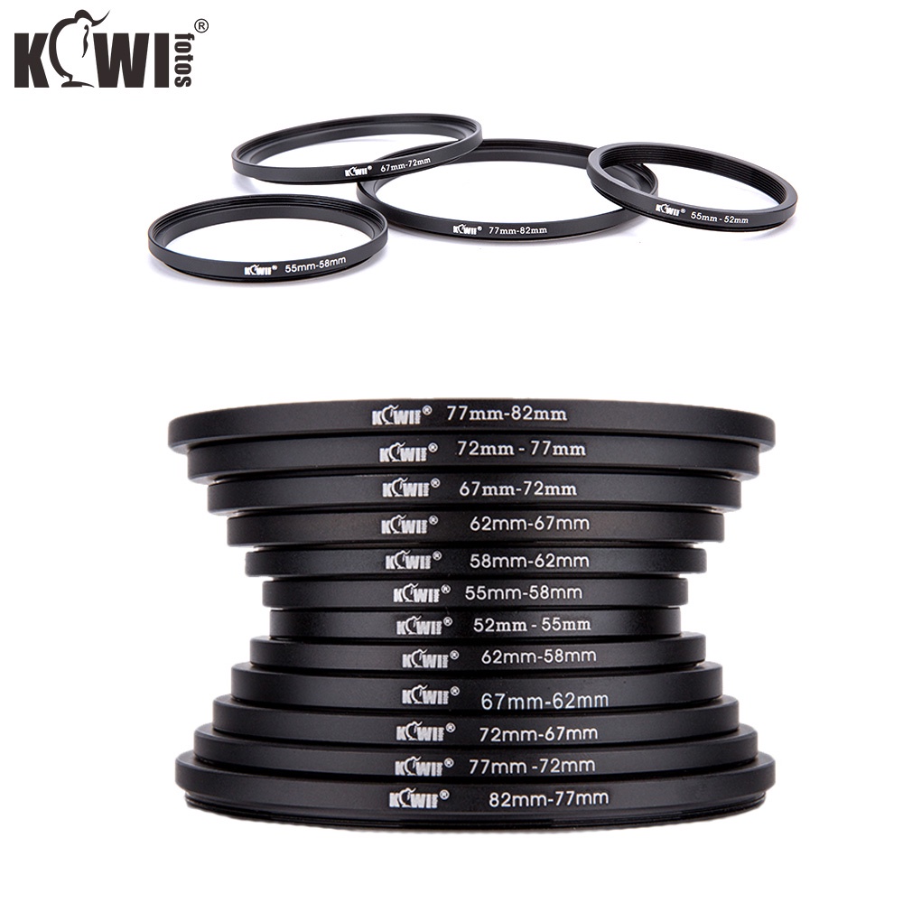 KIWI Camera Lens Filter Adapter, Filter Step Up Ring for Thread Size from Small to Large, Universal Lens Filter Step-up Adapter from 37mm to 39mm to 40.5mm to 43mm to 46mm to 49mm to 52mm to 58mm to 6