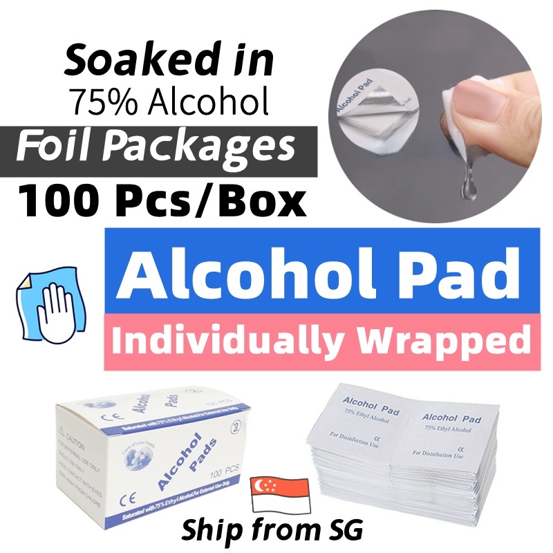 ??SG Local Stock??100PCS Alcohol Swab Pads Phone Wipes Disposable Disinfection Cleaning Wipe
