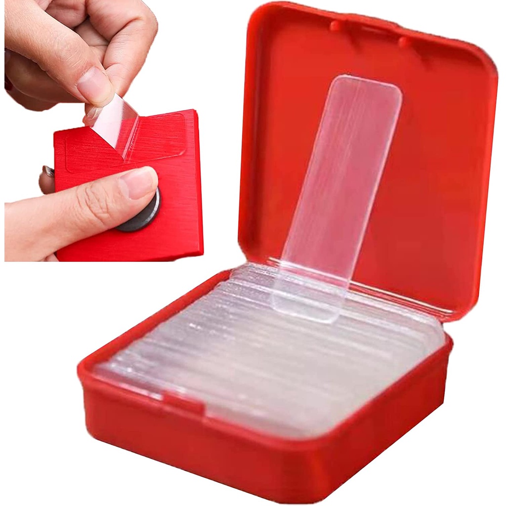 60Pcs/Box Transparent Removable Double Sided Self-adhesive Tapes For Balloons, Couplets / Multifunctional Waterproof No Residue Washable Reusable Strong Sticky Wall Tape Strips