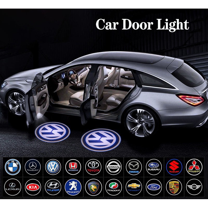 【Ready Stock】2 PCS Car Door Light LOGO Wireless Car Projection Cree LED Projector Door Shadow Light Welcome Light Logo Light Kit For Perodua Proton
