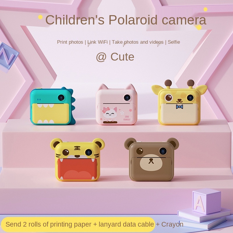 ✨Ready stock✨  HD children's Polaroid camera Print digital Photo Toy Camera Thermal paper mini sports Printer