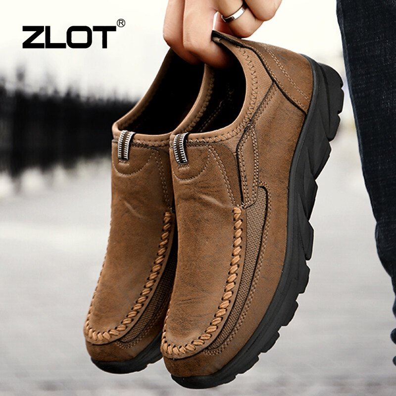 2022 Handmade Leather Work Shoes Fashion Casual Slip On Shoes For Men