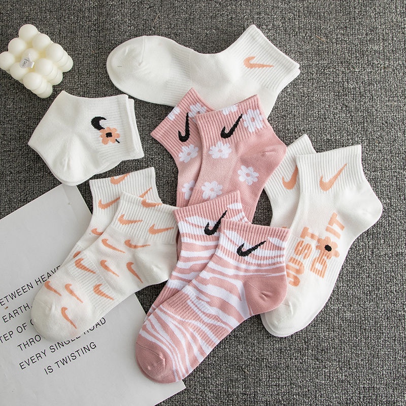 All-match Sweet Cherry Blossom Pink Cotton Socks Ins Tide College Style Sports Ankle Socks