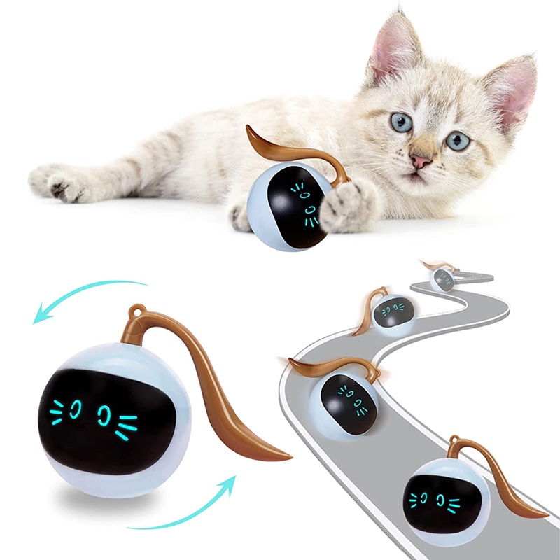 Interactive Pet Cat Toys Self Rotating Ball for Cats, Smart USB Rechargeable Toy Ball for Kitten