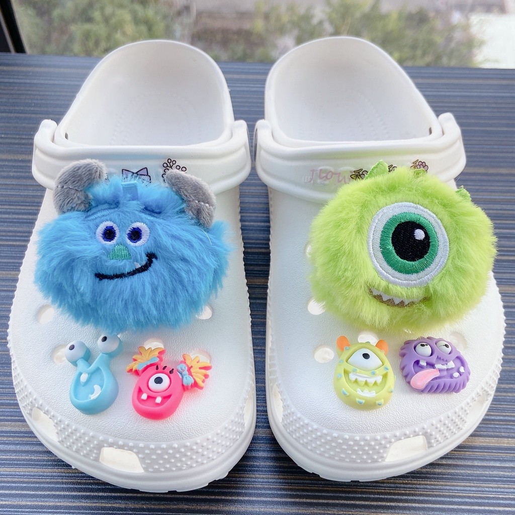 6pcs Monsters University DIY Sandals Shoes Decorations Buckle Button Fit Bracelets Charms Accessories Kid Party Gift