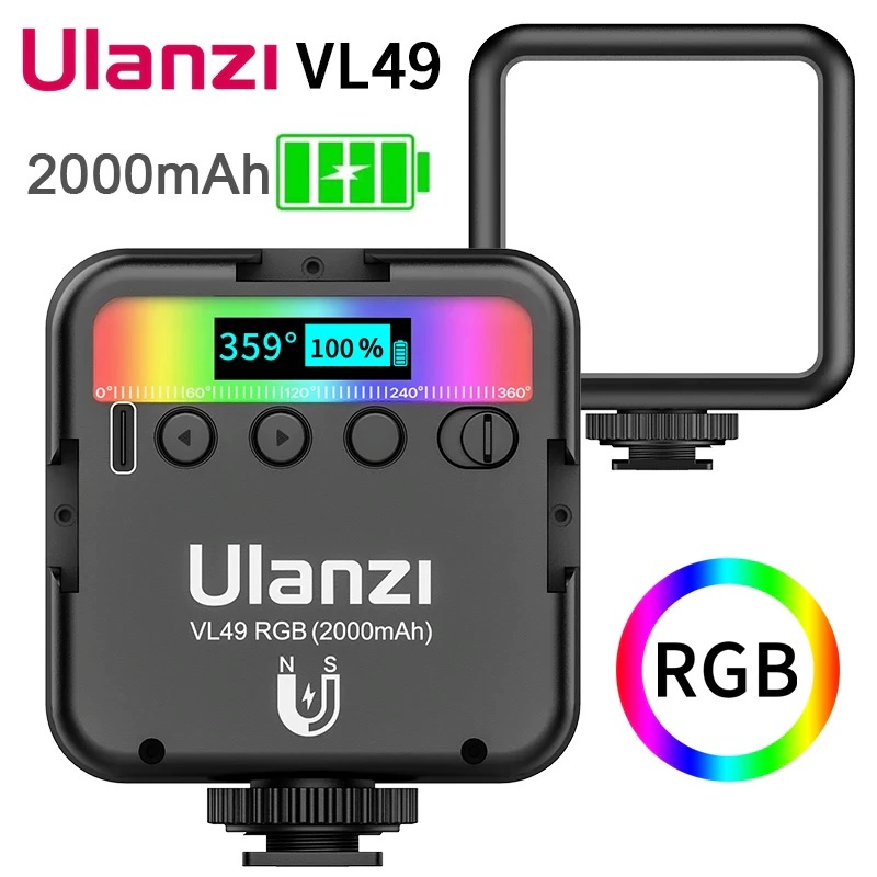ULANZI Mini LED Light VL49 RGB 2000mAh Rechargeable for GoPro HERO 11 10 9 8 7 6 5 / INSTA360 ONE / DJI Action Camera