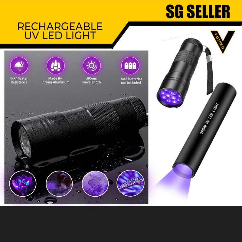 UV LED Flashlight Black Light UV Lights 9 LED Ultraviolet Blacklight Flashlights Pets Urine and Stains Detector on Cloth