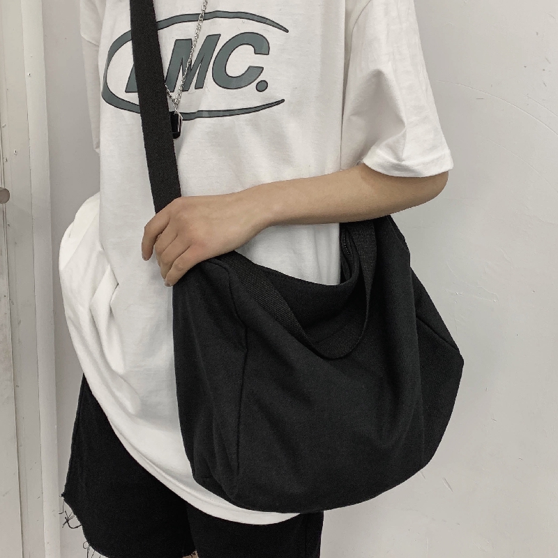 Ready Stock Korean Fashion Ins Simple Japanese Ulzzang Canvas Big Capacity Men Shoulder Bag