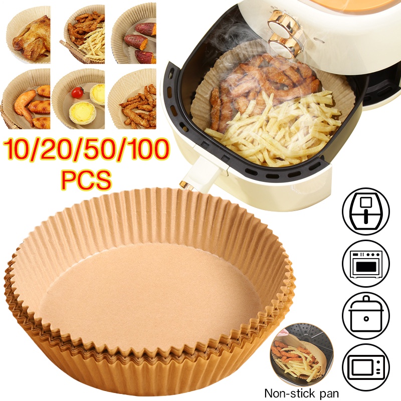 100PCS 20cm Air Fryer Paper Disposable Liner Baking Oilproof Parchment