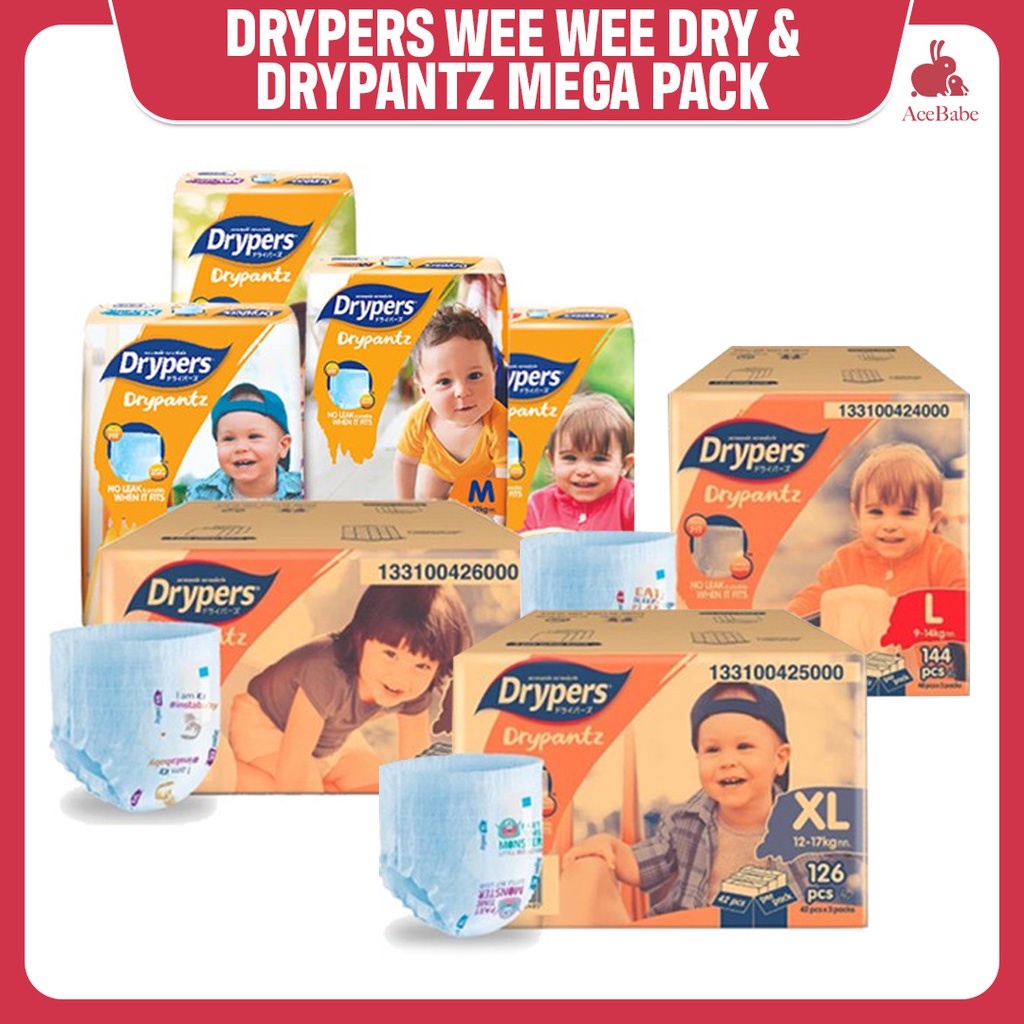 [Carton Deal] Drypers Drypantz and Mega Pack Diapers M/L/XL/XXL Size