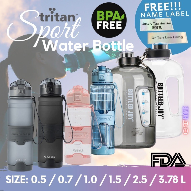 Tritan BPA Free Sport Water Bottle include Personalized Name Label
