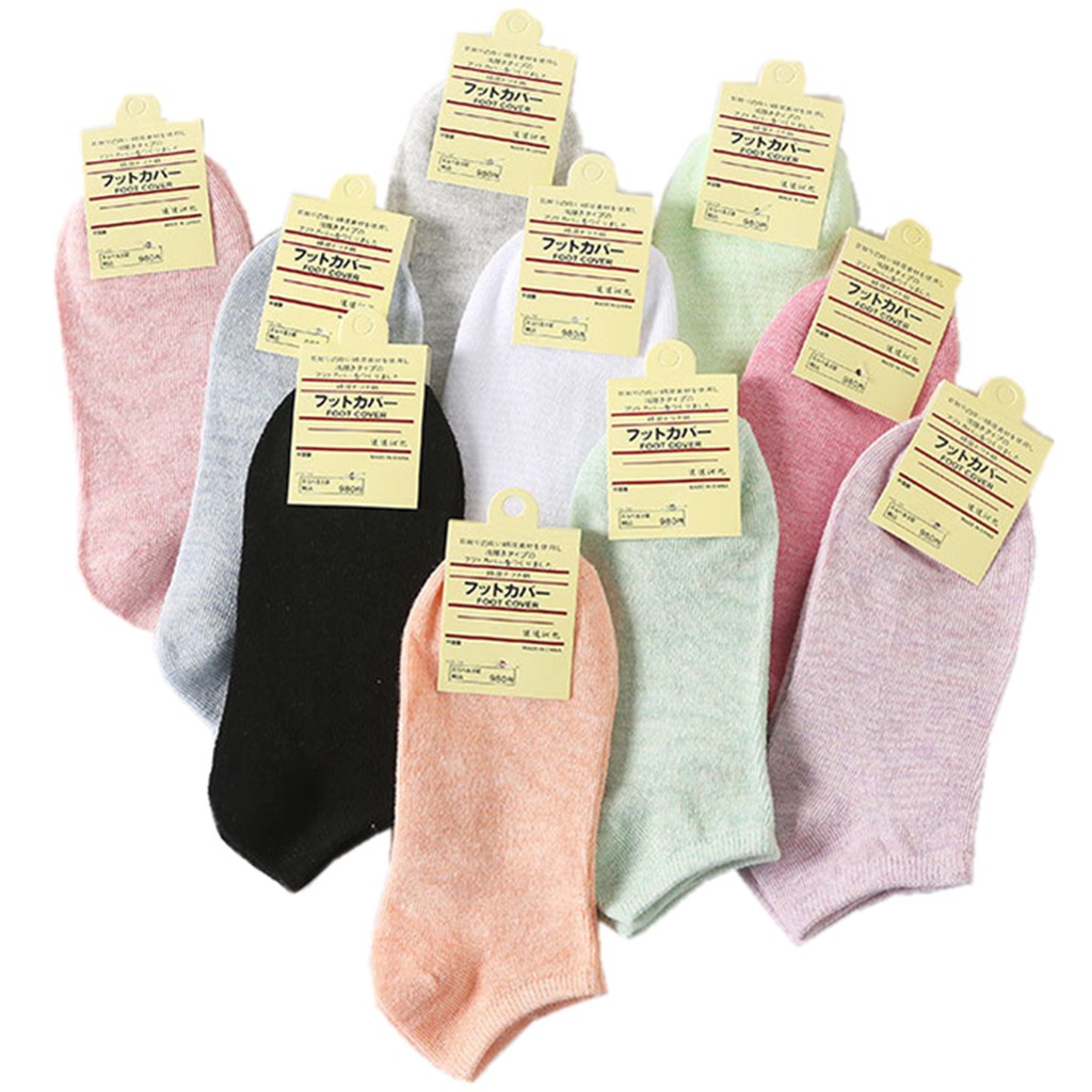 (100% COTTON ) Women Ankle Socks Female Short Sock 10-Colors High Quality Ankle Plain Solid Socks Iconic Japan Socks With Tag