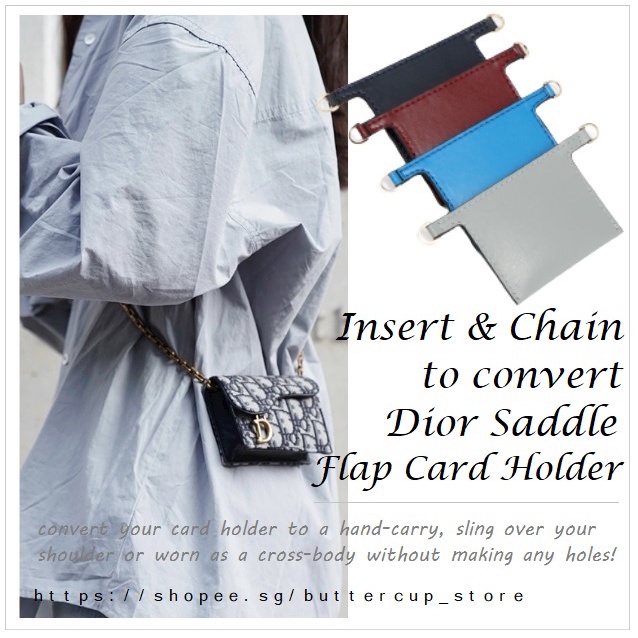 Dior Saddle Flap Card Holder ? convert to hand-carry, sling bag or cross-body with clear insert and chain