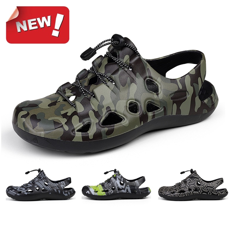 Camouflage Hiking Sandals Men Light Anti Slip EVA Waterproof Graffiti Beach Sports Shoes 2208