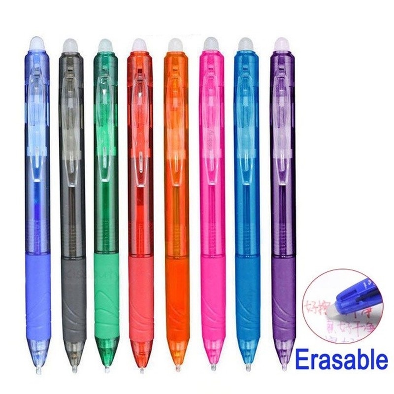 8 Color Retractable Ballpoint pen Press Erasable Pen Washable Handle Color Erasable Refill Rod Office School Writing Stationery supplies