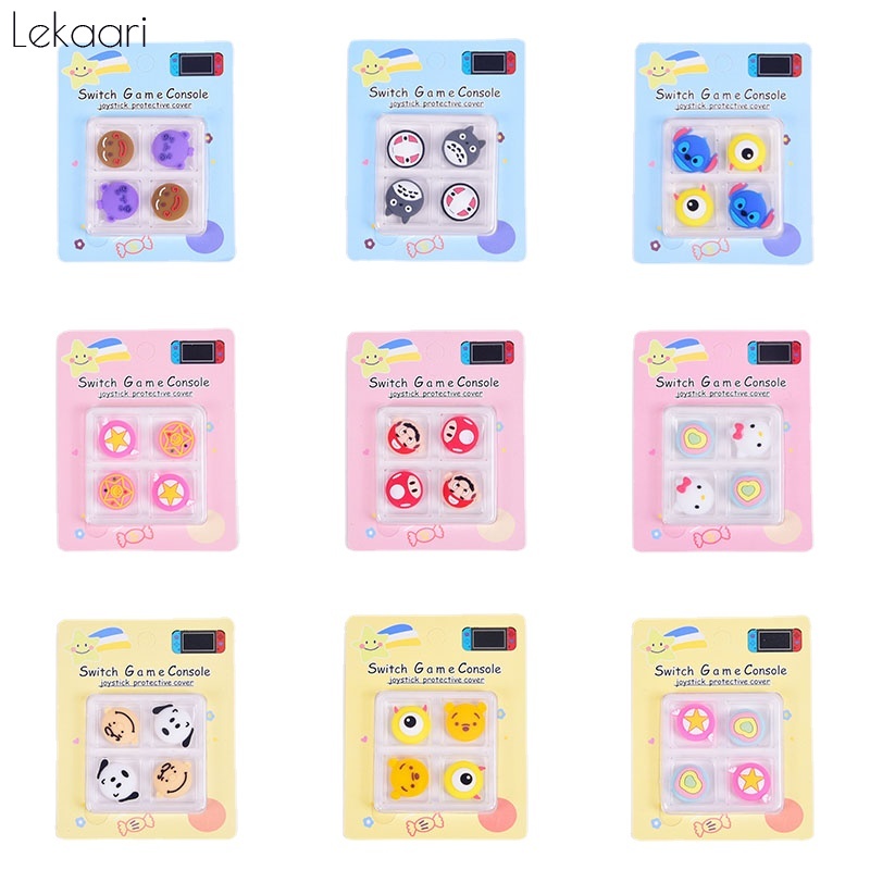 Lekaari 4 Pcs Case for Nintendo Switch Lite Oled Game Console Joystick Silicone Thumb Stick Grip Cap Joy-con Gamepad Controllers Cover