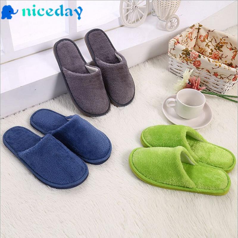Men Women Casual Close Toe Flat Slip On Fluffy Indoor Home Bedroom Slipper