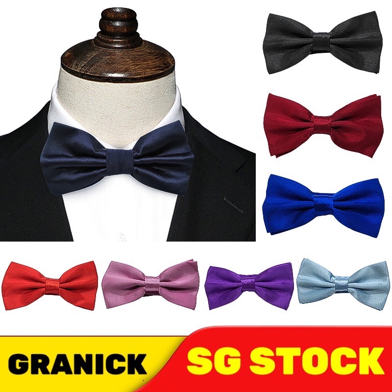 BOW1 SG stock Formal Bowtie Neck wear plain Bow bow tie party wedding