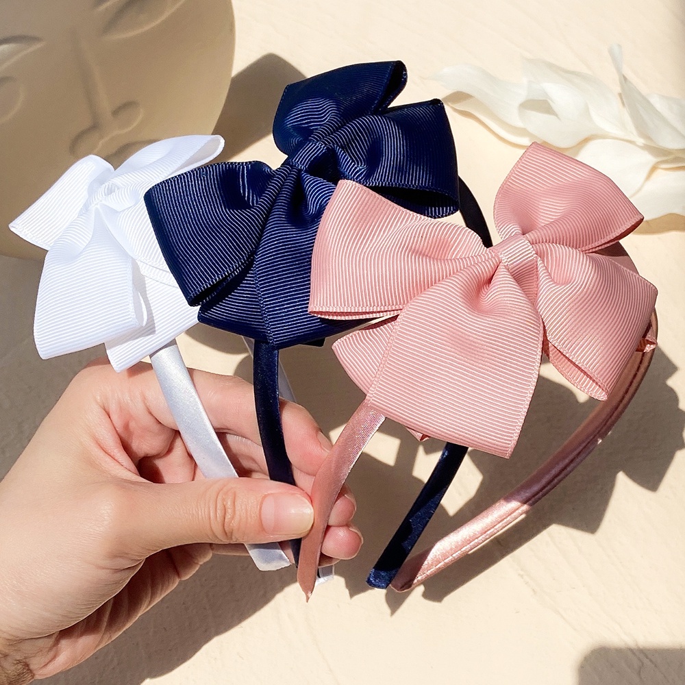 1PCS 4Inches Solid Color Hair Band for Girls Baby Grosgrain Ribbon Bowknot Hairband Scrunchies Sweet Headband Headwear Hair Accessories