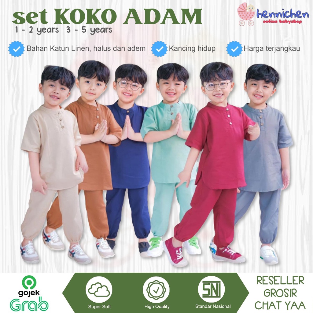 6.6 Sets koko Children muslim Clothing Suits Children's Eid Clothes set Sadam Plain 1-5 Years koko adam Brand lucuna by ori smilee