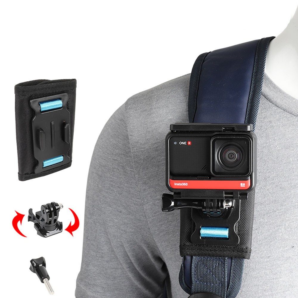 Backpack Clip Mount 360 Degree Rotary for GoPro Hero 9 8 7 6 5 Balck Insta360 One R Xiaomi Yi 4K Sjcam Eken Shoulder Belt for Go Pro