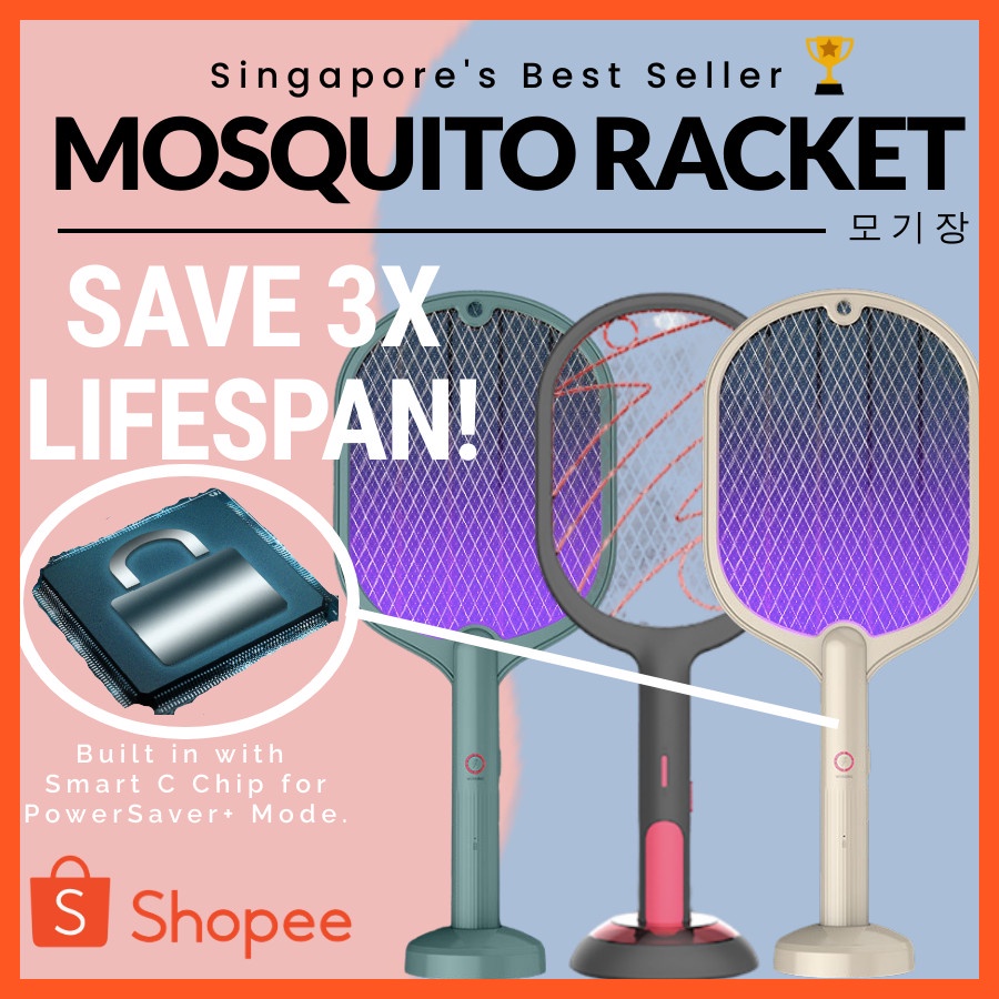 ?SG READY STOCK? Electric Mosquito Racket Fly Swatter Killer Racquet Dual-Mode USB Rechargable