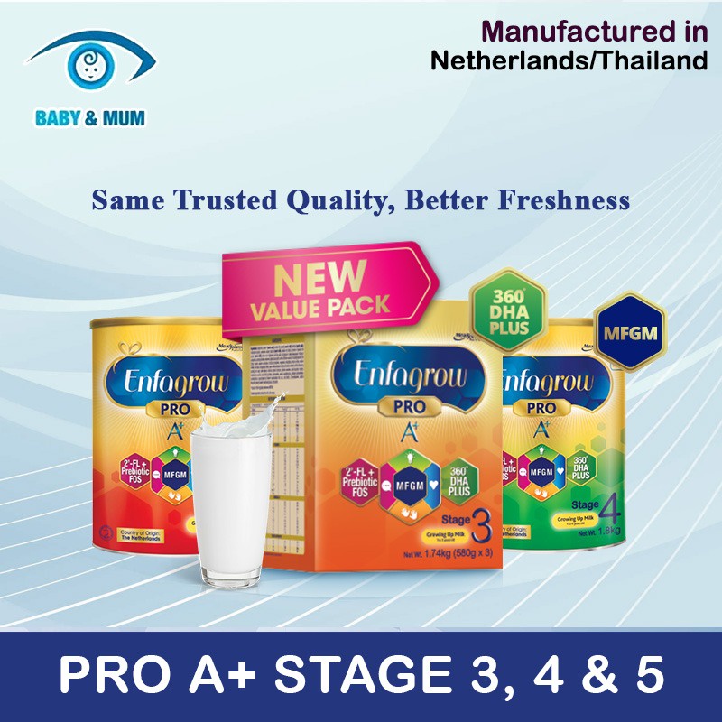 Enfagrow Pro A+Stage 3/4/5 1.8kg | Made in Netherlands for Singapore