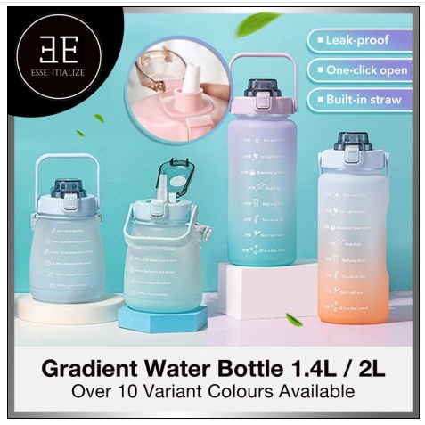 [SG Seller] 2L Water Bottle with Straw Cup Large Capacity Plastic Kettle Student Color Value the of Jug