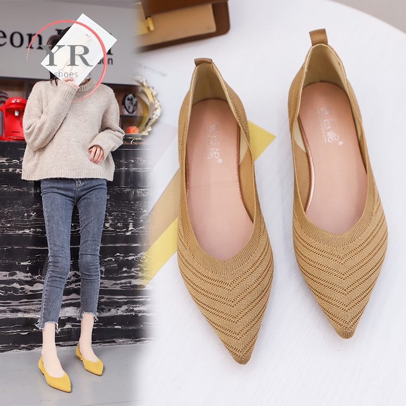 Plus Size 35-42 Pointed Flat Shoes for Women Ladies Fashion Comfortable Flats
