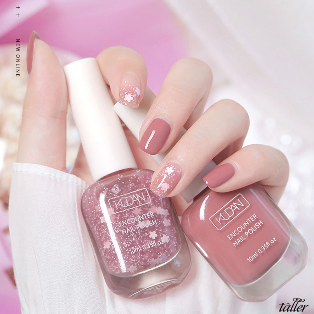 ✧Ready Stcok Kudan Water-based Nail Polish No-bake Long-lasting Quick Dry Tearable Normal Without Lamp Nail Gel Glitter Nude Waterproof Nail Polish 40 Colors