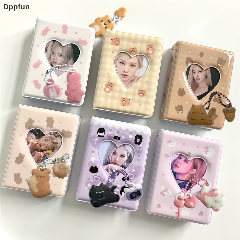 3 inch Cute Mini Photo Ablum 40 Grids Pocket Pendant For   Kawaii Lovely Keychain Card Holder Collection