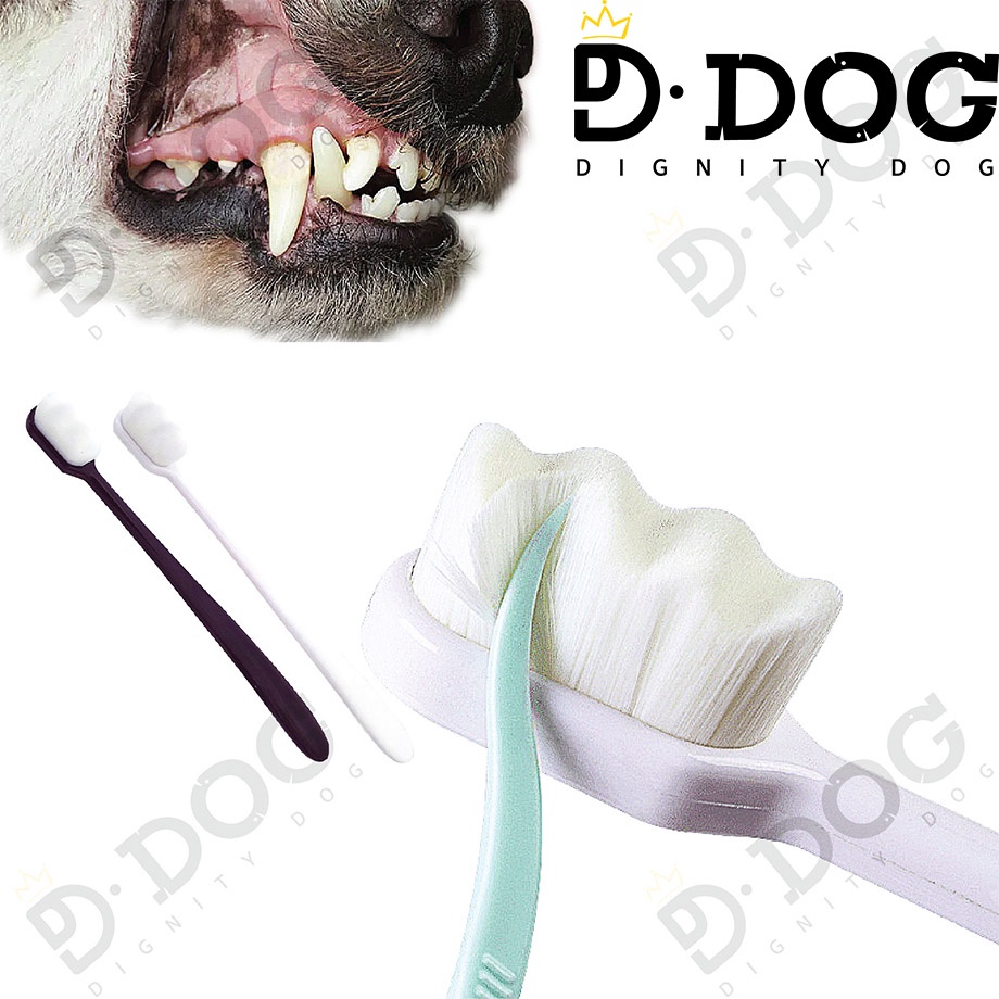 【 DIGNITY DOG 】 Pet toothbrush Dog toothbrush Cat toothbrush Dental care Oral care Plague tartar removal Black & White 5 sticks, 10 sticks bundle