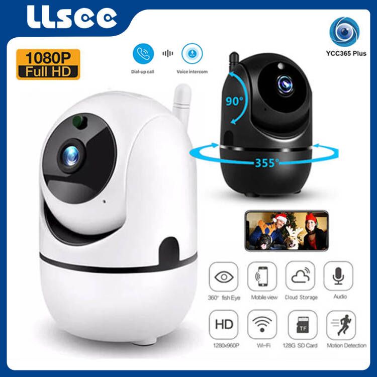 LLSEE YCC365 PLUS Rotating WIFI PTZ HD 1080P Panoramic Indoor CCTV Home Security Sports IP Camera CCTV Smart IP Camera HD 1080P Cloud Outdoor Infrared Auto Tracking Infrared Wifi S