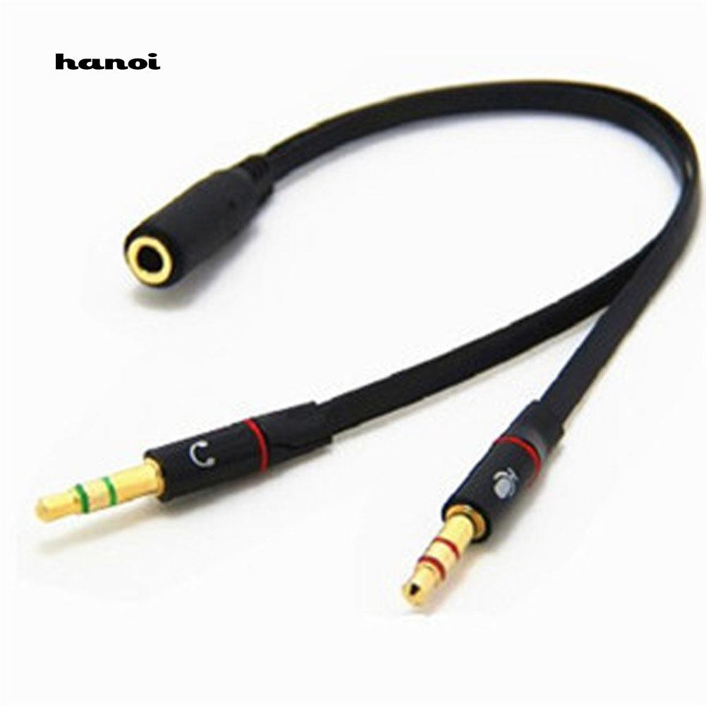 HN♥3.5mm Stereo Female to 2 Male Headset Mic Y Splitter Adapter Audio Cable for PC
