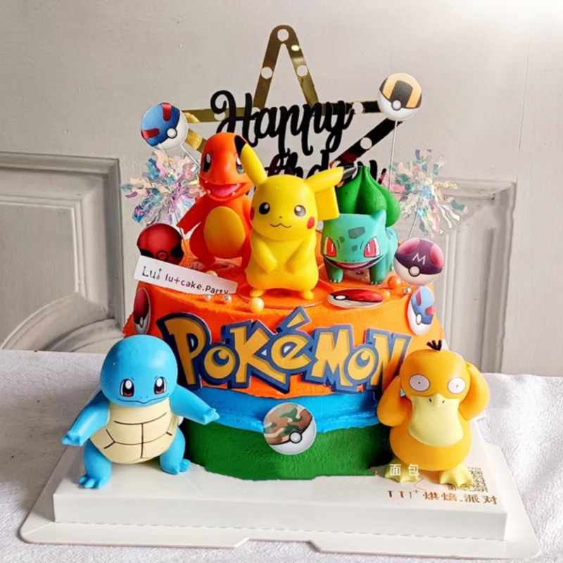6pcs/set High Quality Pikachu Set Pokémon Birthday Cake Decorating Set Pokémon Pet Pikachu Poke Ball Dessert Table Dress Up