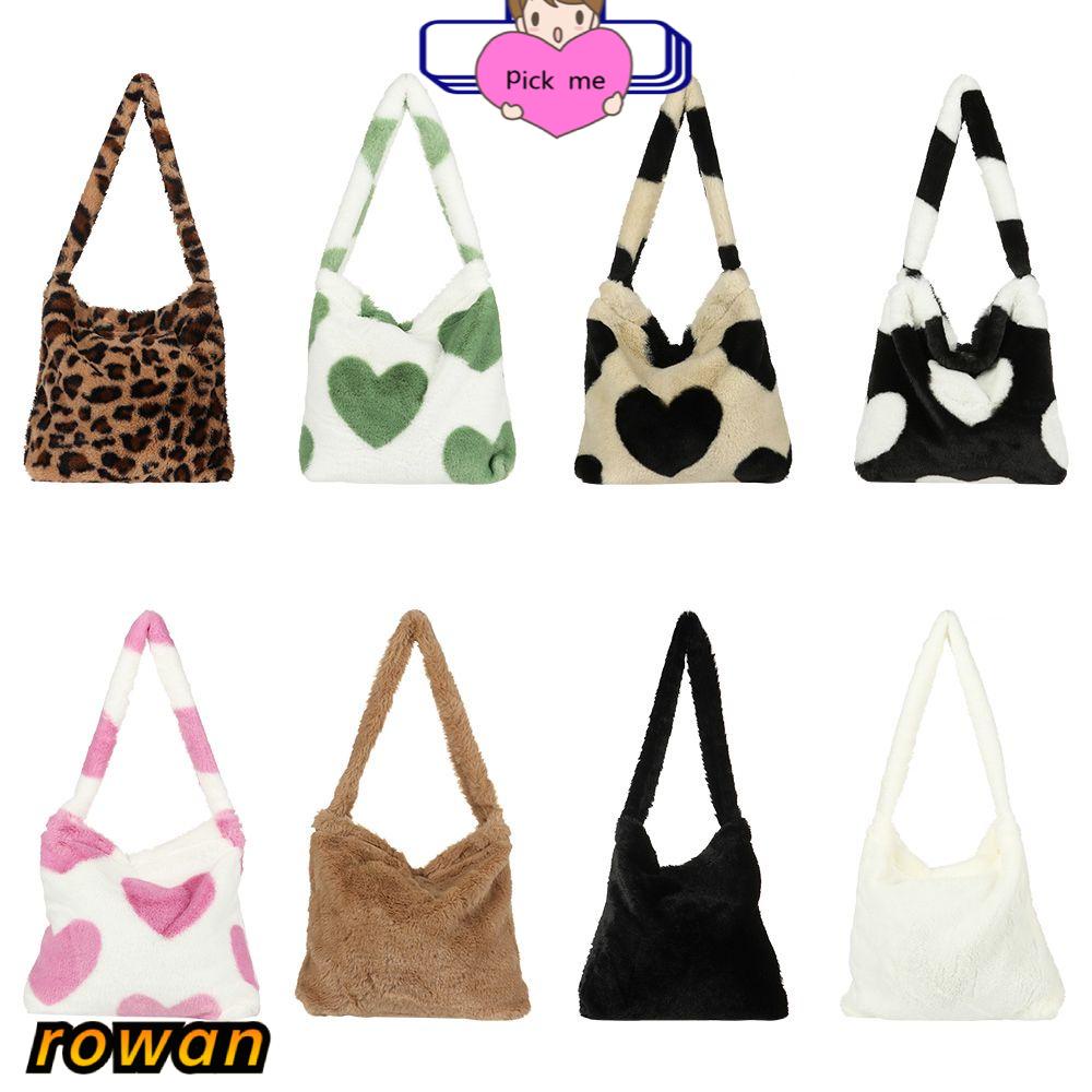 ROW Women Girls Fluffy Shoulder Bag Winter Handbag Shopping Bag Autumn Plush Tote Fashion Female Top-handle Bag