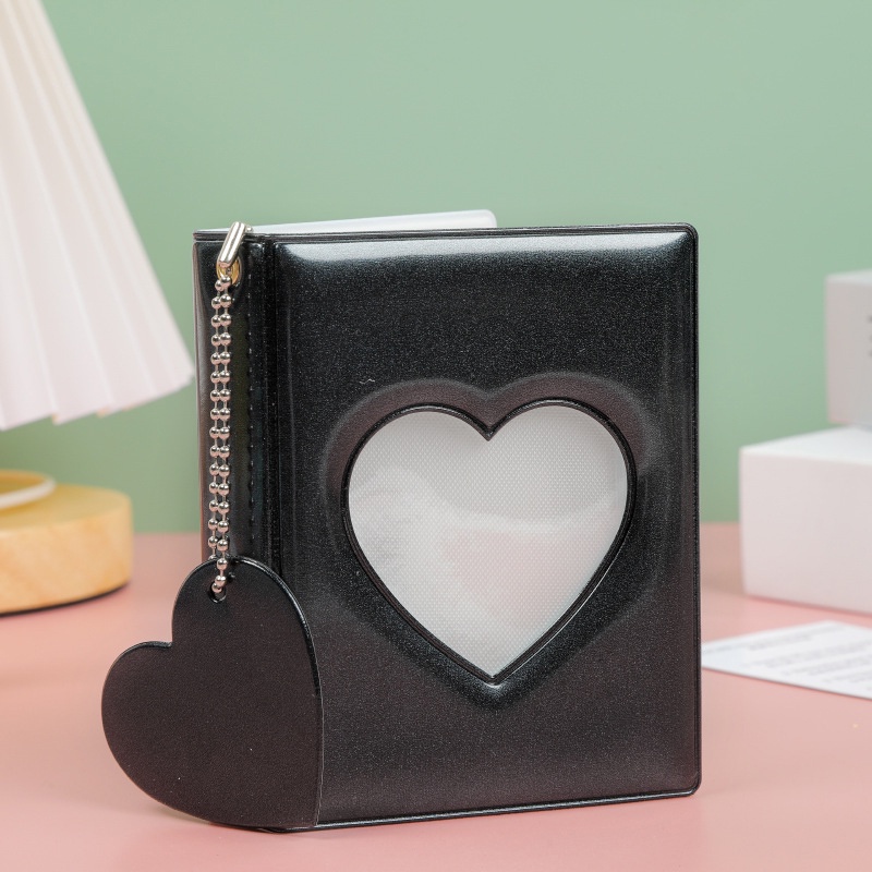 Kpop Card Binder 3inch Photo Album Hollow Love Heart Model Photocard Holder Plaid Instax Mini Album For Cards Collect Book